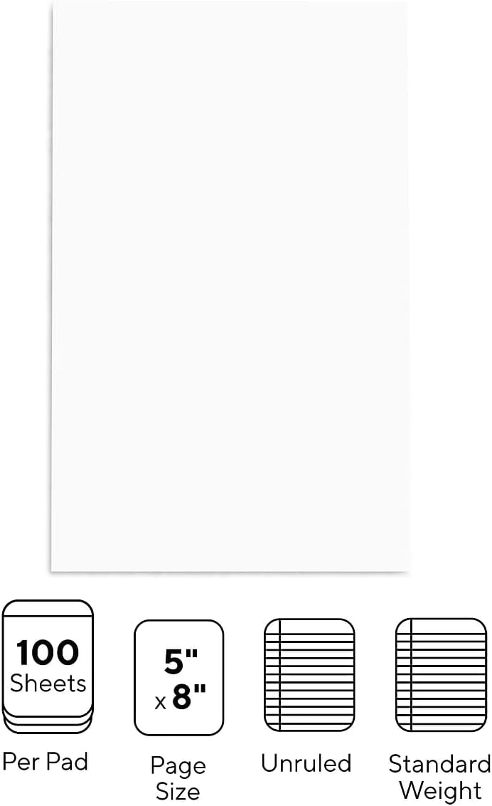 Staples Notepads, 5-inch x 8-inch, Unruled, White, 100 Sheets/Pad, 24/Carton (ST57329/TR573VS) - Image 2